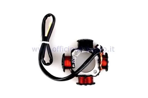 Statore nudo Pinasco 25350051 a tre fili per accensioni Flytech compatibili. Verificare piastra, cablaggio e componenti della variante montata.