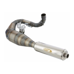 Scarico SIP Performance 2.0 22060SS per Vespa 200 Rally, PX/PE e Cosa: acciaio trasparente, silenziatore inox lucidato, uscita sinistra.