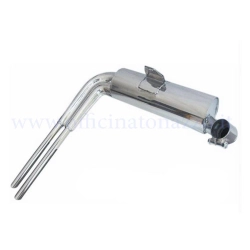 Scarico SIP AB-VBB Replika Sport in acciaio inox lucidato per Vespa 125 VNA/VNB/Super e 150 VBA/VBB/Super, compatibile con ruota larga e ruota di scorta.