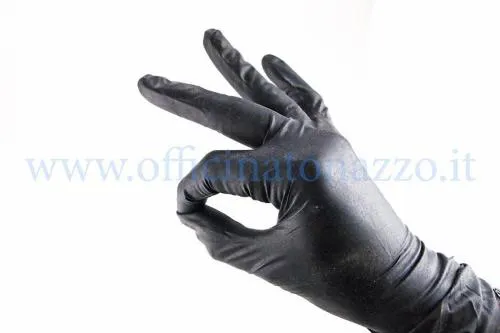 Guanti Arexons 0909 in nitrile spessorato nero, taglia L/9, ambidestri e senza polvere. Confezione da 50 pezzi, GTIN 8002565009094.