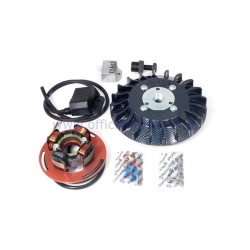 Accensione Parmakit anticipo variabile cono 20 - 2,2 kg con volano ricavato dal pieno per Vespa PX 125/150/200 - PE200 - Rally 200 con accensione Ducati (ventola carbon look)