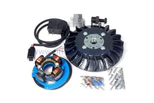 Encendido Parmakit de avance variable con cono 19 - 1,5 kg con volante macizo para Vespa 50 - ET3 - Primavera - PK (ventilador con aspecto de carbono)