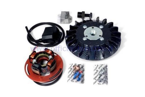 Accensione Parmakit anticipo variabile cono 20 - 1,0 kg con volano ricavato dal pieno per Vespa PX 125/150/200 - PE200 (ventola carbon look)