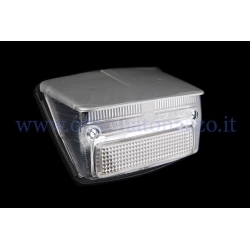 Fanale posteriore Bosatta P216/T-GR BI con lente bianca e visiera grigia per Vespa 50 Special ed Elestart; guarnizione inclusa.