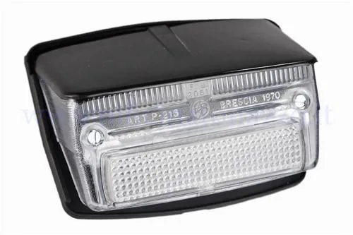 Fanale posteriore Bosatta P216/T-NE BI per Vespa 50 Special ed Elestart, completo di gemma bianca, tettuccio nero, portalampada e guarnizione.
