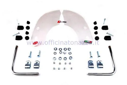 Miniparabrezza Faco Classic 28275 trasparente 235x355 mm con aste cromate, per Vespa PX 125 e PX 150 prodotte dal 2011 al 2017.