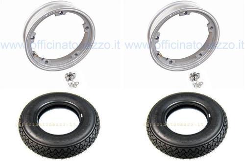 Coppia ruote già montate complete di cerchio tubeless 2.10x10 grigio con pneumatico Michelin S83 tubeless 3.00 x 10