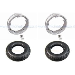 Coppia ruote già montate complete di cerchio tubeless 2.10x10 grigio con pneumatico Michelin S83 tubeless 3.50 x 10 M/C - 59J rinforzato