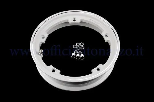Cerchio F.A tubeless in lega canale 2.10x10" bianco per Vespa PX - 50 - Primavera - ET3 (Valvola e dadi inclusi)