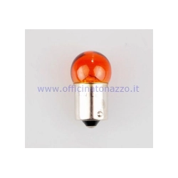 Lampadina arancione Bergamaschi E034731 da 12 V e 10 W, con attacco BA15s a contatto singolo per indicatori di direzione compatibili.