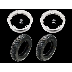 Coppia ruote già montate complete di cerchio tubeless 2.10x10 bianco con pneumatico invernale IRC tubeless 3.50 x 10 - 59J M+S