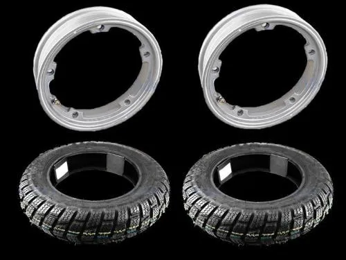 Coppia ruote già montate complete di cerchio tubeless 2.10x10 grigio con pneumatico invernale Continental Contimove 365 tubeless 3.50 x 10 - 59M M+S