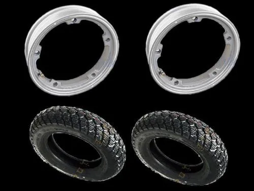 Coppia ruote già montate complete di cerchio tubeless 2.10x10 grigio con pneumatico invernale IRC tubeless 3.50 x 10 - 59J M+S
