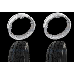 Coppia ruote già montate complete di cerchio tubeless 2.10x10 grigio con pneumatico invernale Kenda K701 tubeless 3.00 x 10 - 47L M+S