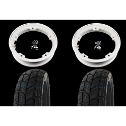 Coppia ruote già montate complete di cerchio tubeless 2.10x10 bianco con pneumatico invernale Kenda K701 tubeless 3.50 x 10 - 47L M+S