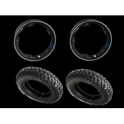 Coppia ruote già montate complete di cerchio tubeless 2.10x10 nero con pneumatico invernale IRC tubeless 3.50 x 10 - 59J M+S