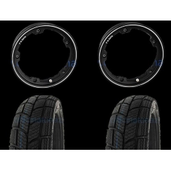Coppia ruote già montate complete di cerchio tubeless 2.10x10 nero con pneumatico invernale Kenda K701 tubeless 3.50 x 10 - 47L M+S