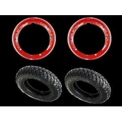 Coppia ruote già montate complete di cerchio tubeless 2.10x10 rosso con pneumatico invernale IRC tubeless 3.50 x 10 - 59J M+S