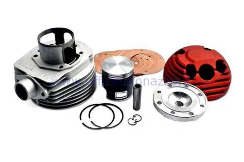 Cilindro Parmakit 177cc TSV EVO Ø63 carrera 57 mm en aluminio, bujía lateral con booster de escape y cabeza desmontable para Vespa PX