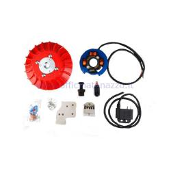 Accensione Parmakit anticipo variabile cono 20 - 2,2 kg con volano ricavato dal pieno per Vespa PX 125/150/200 - PE200 - Rally 200 con accensione Ducati (ventola rossa)