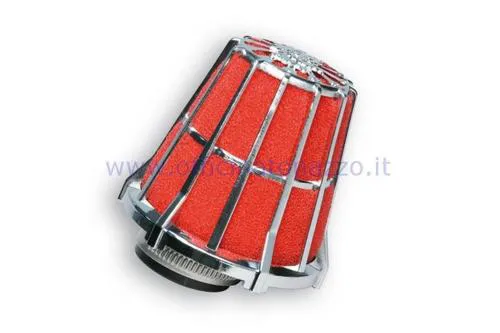 Filtro aria conico Malossi imbocco Ø 44mm con filtro cromato e spugna rossa per carburatore PHBL 24/25