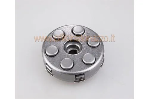Frizione completa F.A. Italia con quattro dischi, sei molle, flangia da 97 mm e pignone elicoidale Z22 per Vespa Largeframe 125-150.