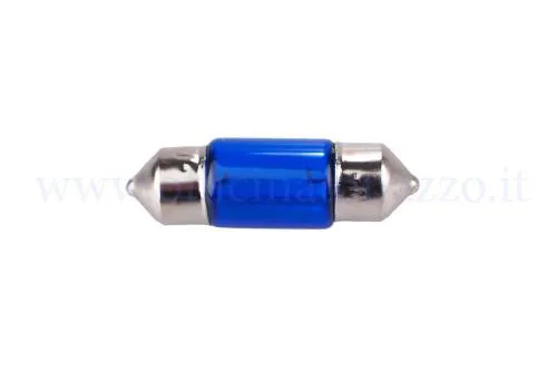 Lampadina a siluro blu 6 V 5 W, misura 11 x 31 mm. Ricambio per portalampada Vespa compatibili; verificare tensione, potenza e lunghezza.
