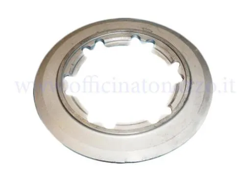 Disco chiusura frizione DRT 1474 bombato Ø108 mm, in acciaio nitrurato CNC, per pacchi monomolla Vespa Smallframe a 4 o 5 dischi compatibili.