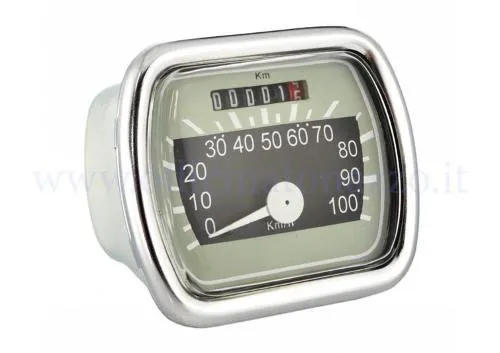Cuentakilómetros con escala de 100 km/h, fondo beige/negro para Vespa 125 VN - VLA 2-3 (73 x 62 mm)