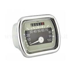 Cuentakilómetros con escala de 100 km/h, fondo beige/negro para Vespa 125 VN - VLA 2-3 (73 x 62 mm)