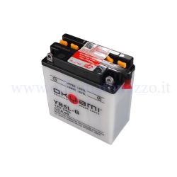 Batteria convenzionale 12 V 5 Ah per Vespa PK predisposte, fornita senza acido e con dimensioni 117x59x130 mm. Controllare polarita' e terminali.