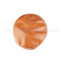 Copriruota DIEFFE marrone chiaro in similpelle per ruota di scorta Vespa da 10 pollici, senza scritta e con tasca portadocumenti.