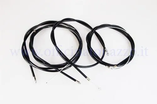 Kit RMS 163620150 con guaine nere e cavi per acceleratore, freni anteriore e posteriore e decompressore, per Piaggio Ciao PX/PXV compatibili.
