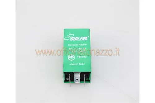 Relè frecce originale Piaggio 1957036, 3 poli, 12 V AC e 10/21 W per Vespa PX, T5, Cosa e PK. GTIN 4060861010903.