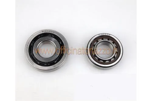 Kit cuscinetti Pinasco 25412903: 25x52x15 lato volano e 25x62x12 lato frizione, per carter Master/Slave PX-PE 125-200 e Vespa T5.