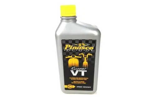 Olio miscela Pinasco Runner VT a base sintetica per motori 2T con premiscela o miscelatore. Flacone 1 litro, MPN 25251000.