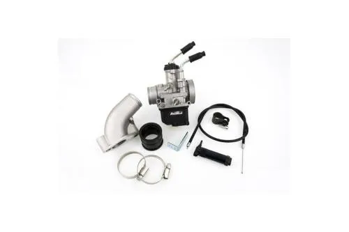 Impianto alimentazione Pinasco 25292702 con carburatore Dell’Orto VHST Ø28 mm e attacco elastico per Vespa PX 125, 150 e 200 compatibili.