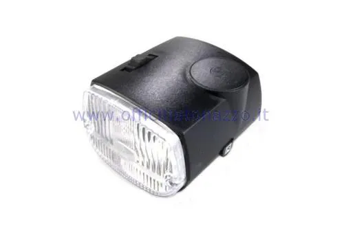 Fanale anteriore completo CIF nero per Piaggio Ciao P, PV, PX e PXV, con foro contachilometri da circa 49 mm e attacco lampada P26s.