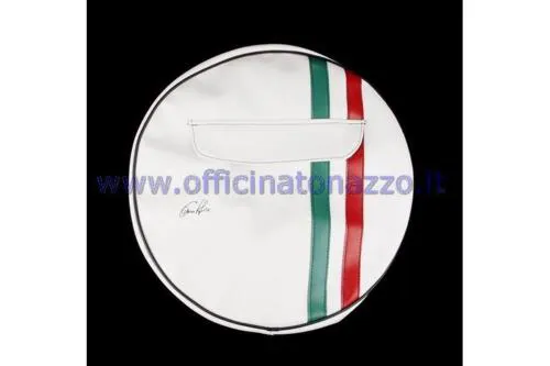 Copriruota di scorta bianco con fascia tricolore e tasca portadocumenti per cerchio da 10"