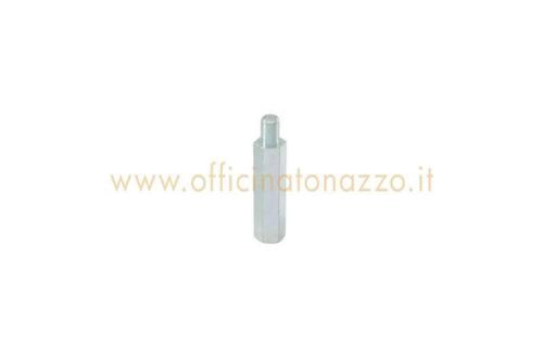 Distanziale RMS 121870150 in acciaio, lunghezza 48 mm e filetto M9, per ammortizzatore posteriore Vespa PX e T5. EAN 8057570030427.