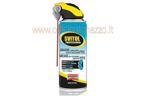 Svitol Professional 4209: grasso spray al PTFE da 400 ml, resistente a pressione, usura e umidità, utilizzabile anche con bombola capovolta.