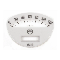 Piaggio speedometer dial, white, up to 120 km/h, 56x76 mm, for Vespa 50 SS -90 SS - Primavera - ET3 - Sprint Veloce