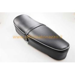 Saddle for Vespa 50SS/90SS black, edging: dark grey, without lock, with saddle strap (opposite opening)