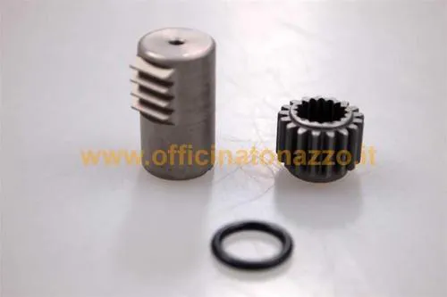 Crimaz DC2107-RALL: rallino a cremagliera per carter frizione a leva lunga Vespa Smallframe e Ape 50. Kit con ingranaggio e O-ring.