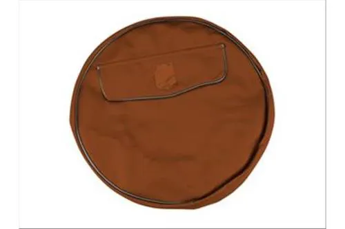 Brown imitation leather spare wheel cover with shield for 8" wheels