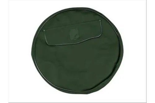 Spare wheel cover in dark green imitation leather with shield for 8" wheels