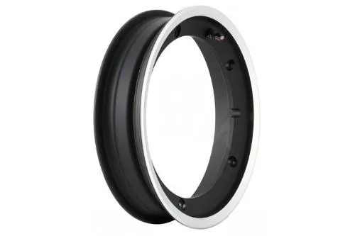 Cerchio SIP 81068100 tubeless 2.10x10 nero con bordo lucidato: ET 5,5 mm, PCD 5/220, foro 202 mm e KBA 51612 per Vespa 10 pollici.