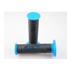 Manopole Polini Big Evolution 341.0027 nero/blu in doppia mescola, diametri 22/24 mm, complete di due rivestimenti in spugna per leve.