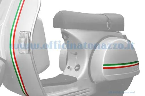 Fascia adesiva Italian Stripes 70064800 in un pezzo da 720 x 70 mm, prevista come decorazione per lo scudo di Vespa e scooter.