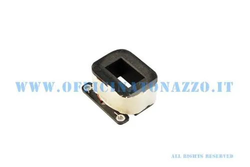 Bobina interna di alimentazione per statore elettronico Ducati Vespa PX ed ET3. Verificare nucleo, fissaggi e collegamenti sul piattello.